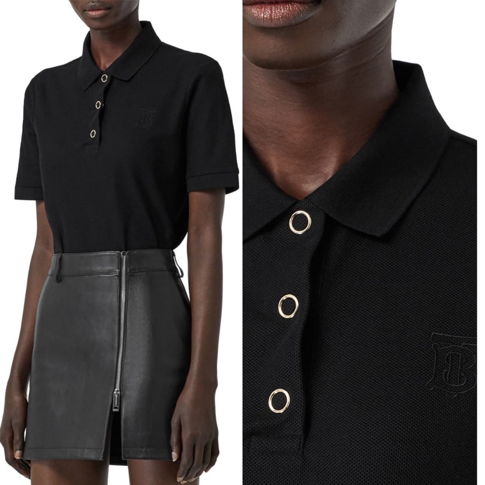 BURBERRY MALLECO LOGO PIQUE POLO SHIRT (L)